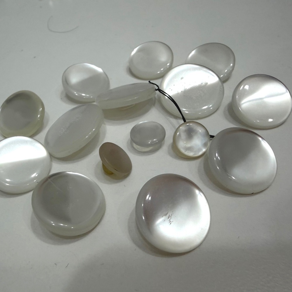 Vintage Pearly White Plastic Buttons Iridescent Domed Shank‎   Mermaidcore OS